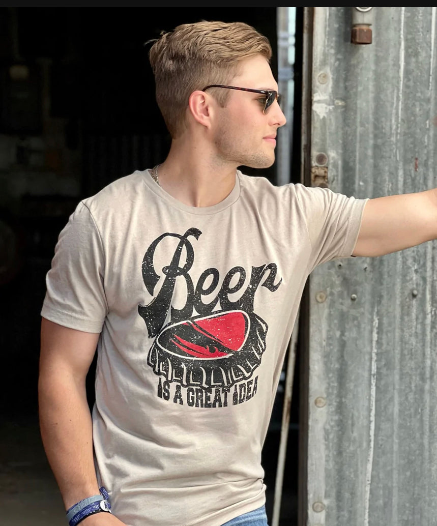 Beer is a Great Idea Tee - Forever Western Boutique