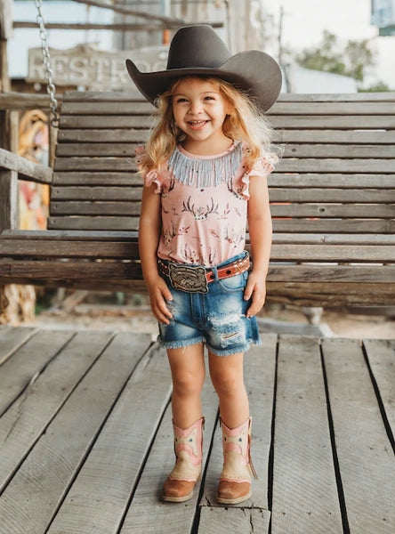 Kids Denim Ripped Shorts - Forever Western Boutique