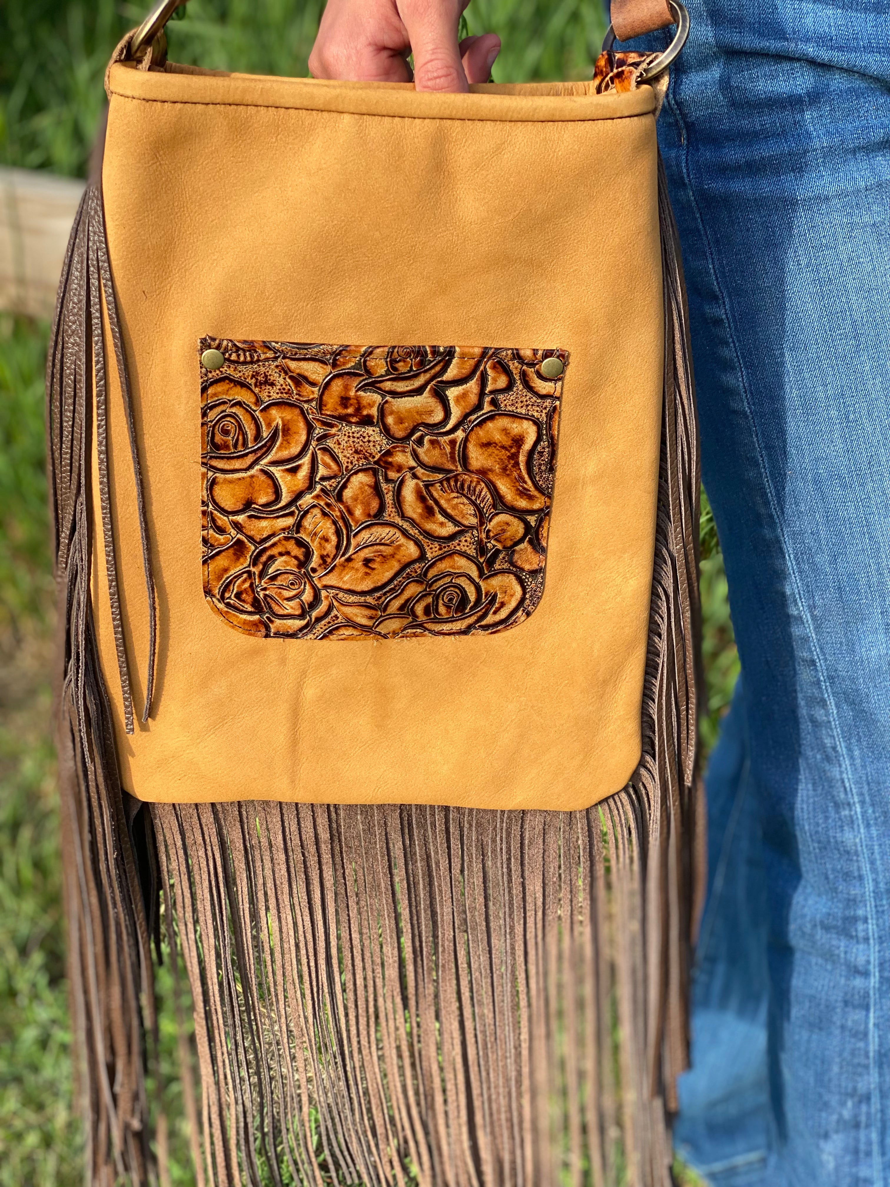 Medium Brown Tooled Leather Tote Bag - Forever Western Boutique