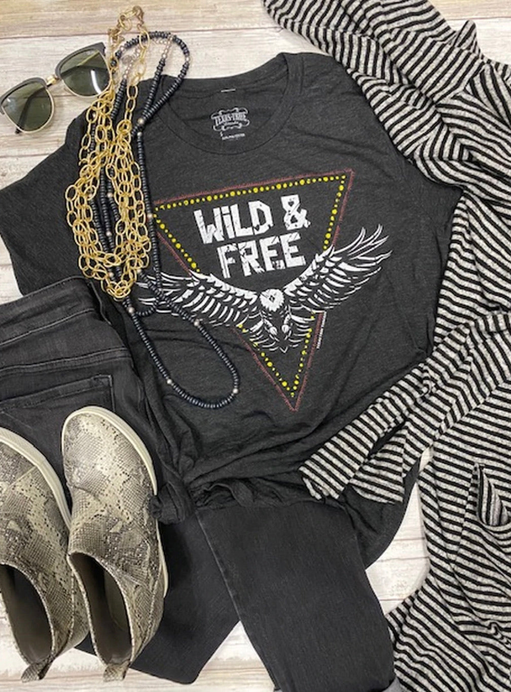 Wild & Free V Neck Tee - Forever Western Boutique