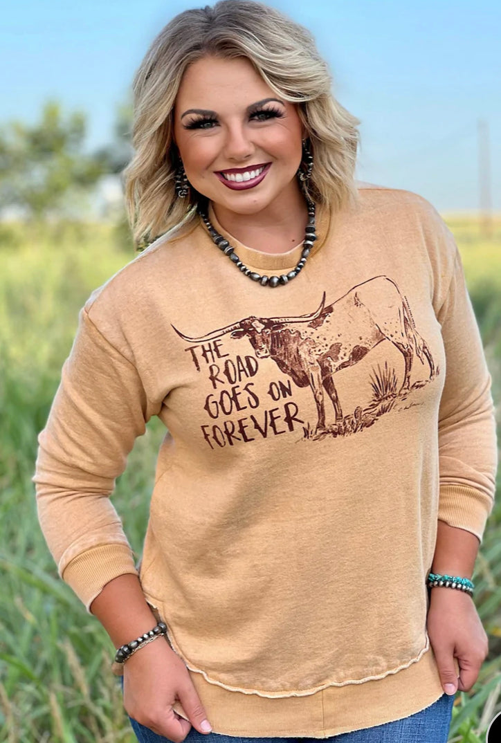 The Road Goes on Forever Sweatshirt - Forever Western Boutique