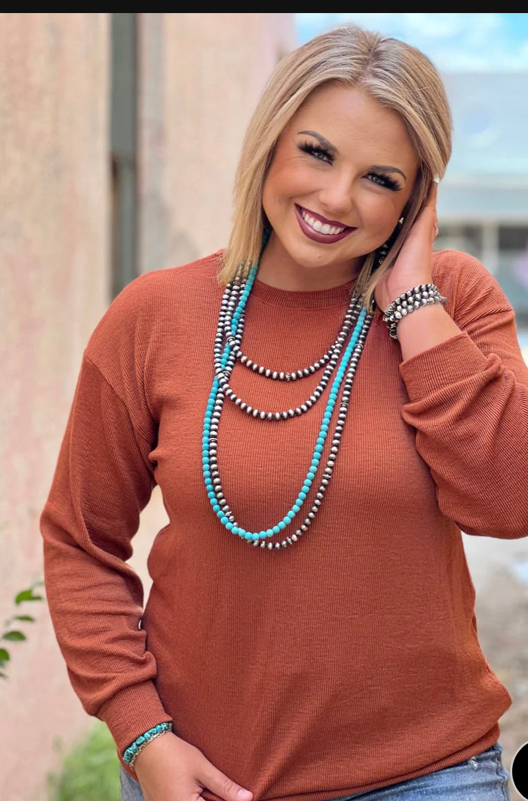 Krissy Ribbed Long Sleeve To - Forever Western Boutique