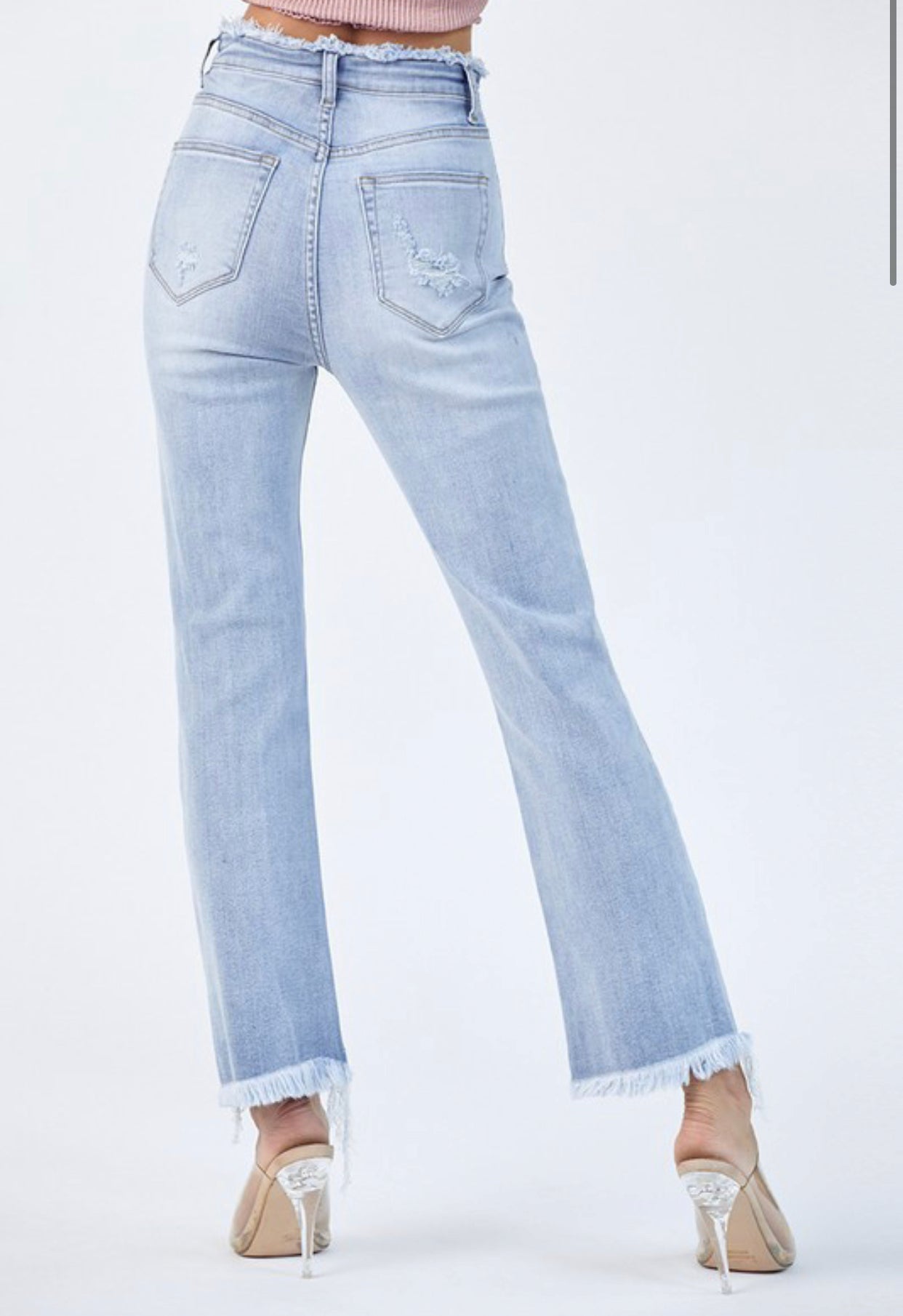 High Rise Fray Waist Straight Leg Jeans by Risen - Forever Western Boutique