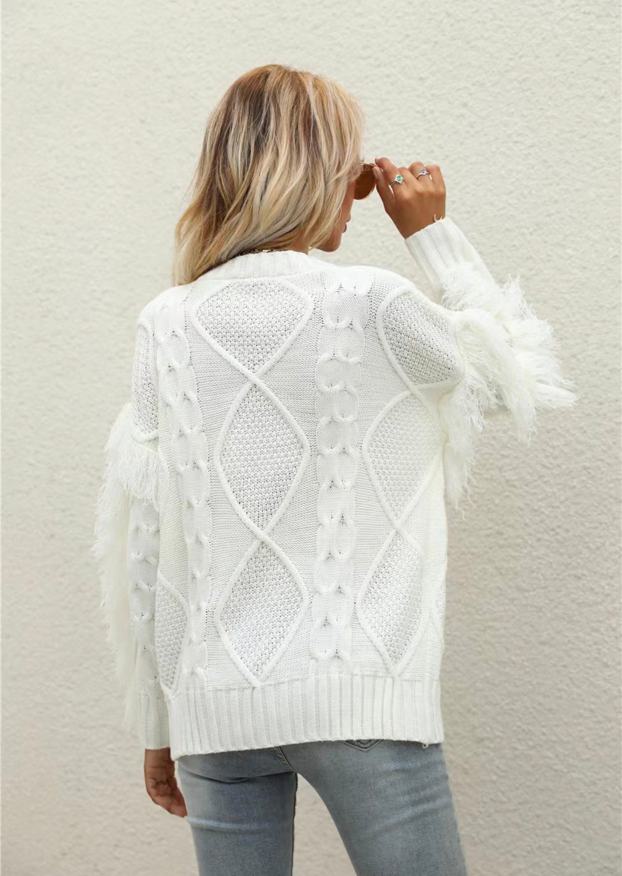 Fringe Cable Knit Sweater - Forever Western Boutique