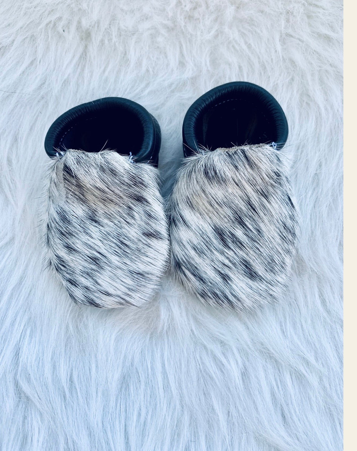 Cowhide Mocs-black and white - Forever Western Boutique