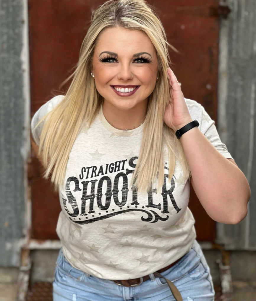 Straight Shooter with Stars Tee - Forever Western Boutique