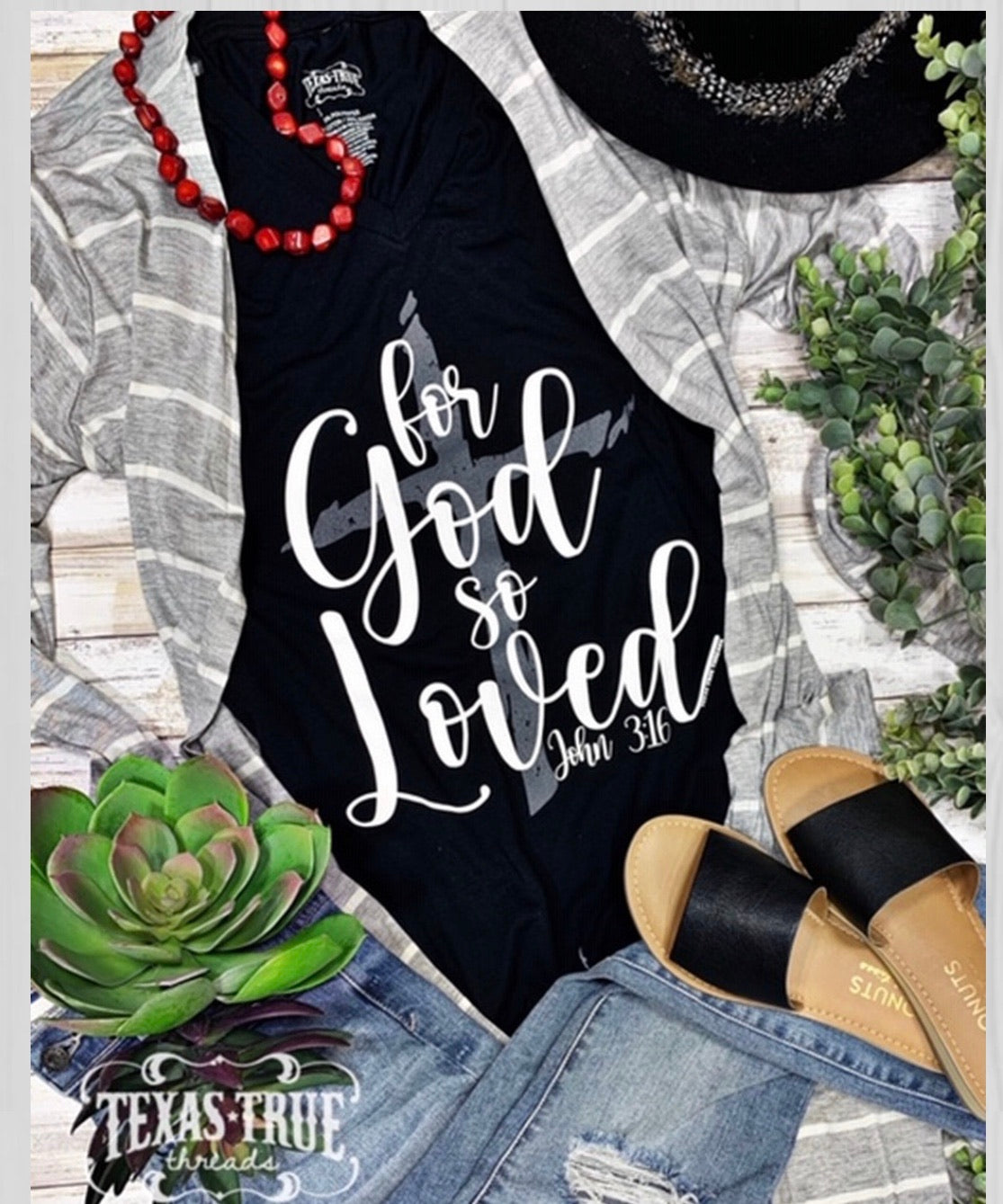 God so Loved Tee V Neck - Forever Western Boutique