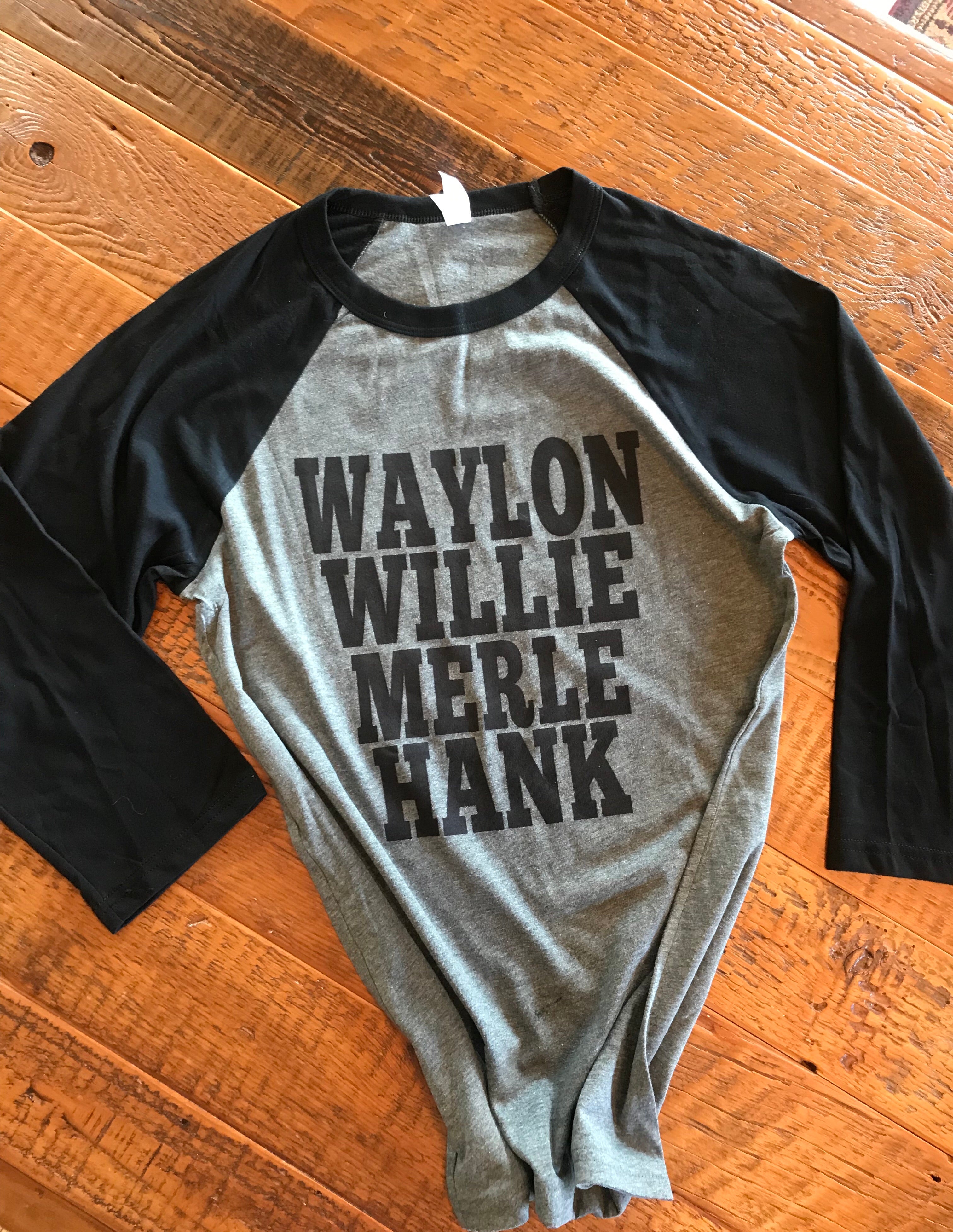 Waylon Willie Merle Hank Raglan - Forever Western Boutique