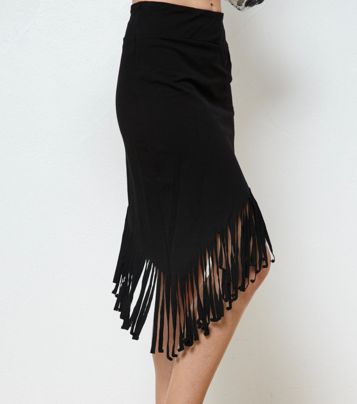 Black Fringe Asymmetrical Skirt - Forever Western Boutique