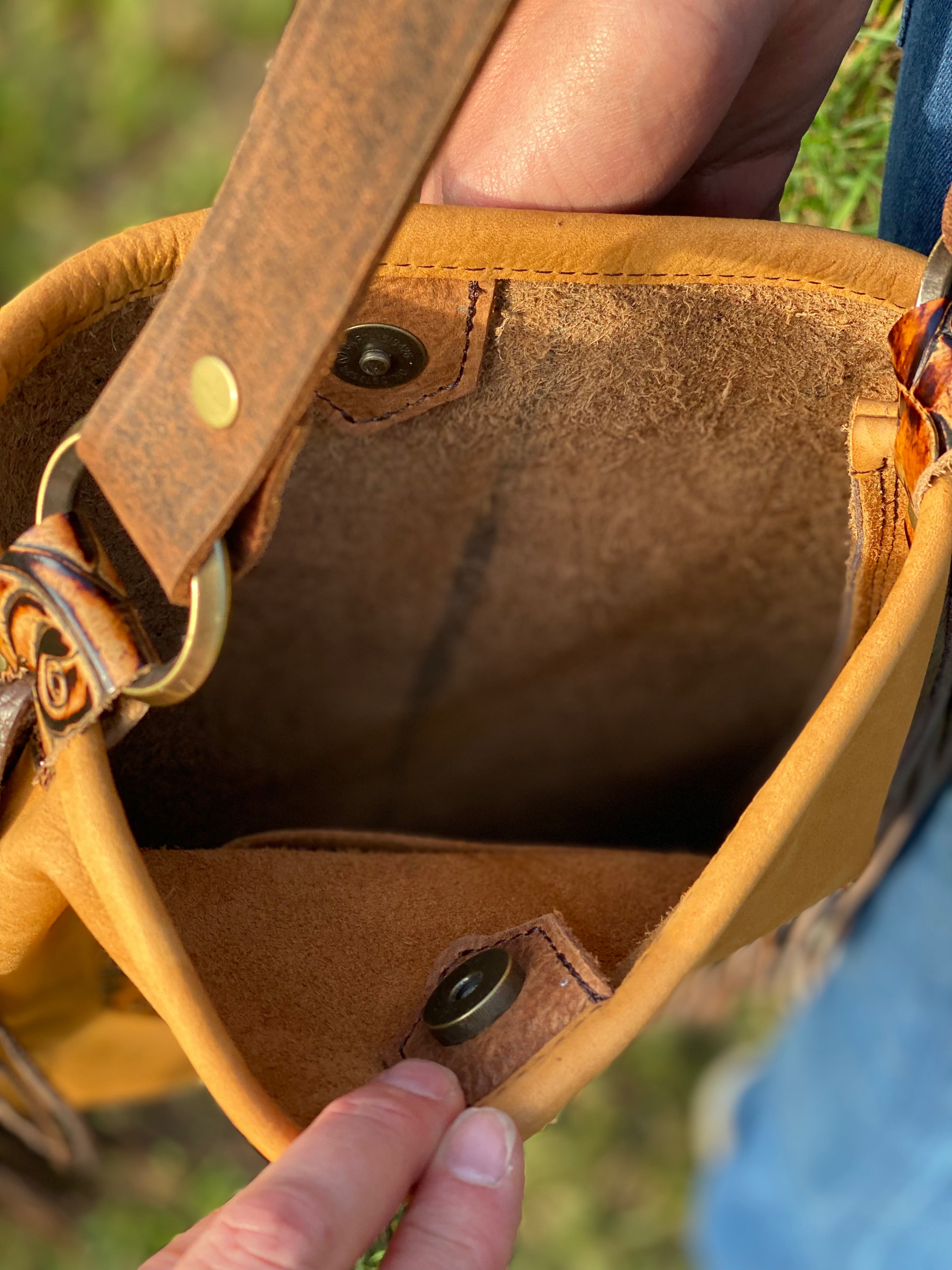 Medium Brown Tooled Leather Tote Bag - Forever Western Boutique