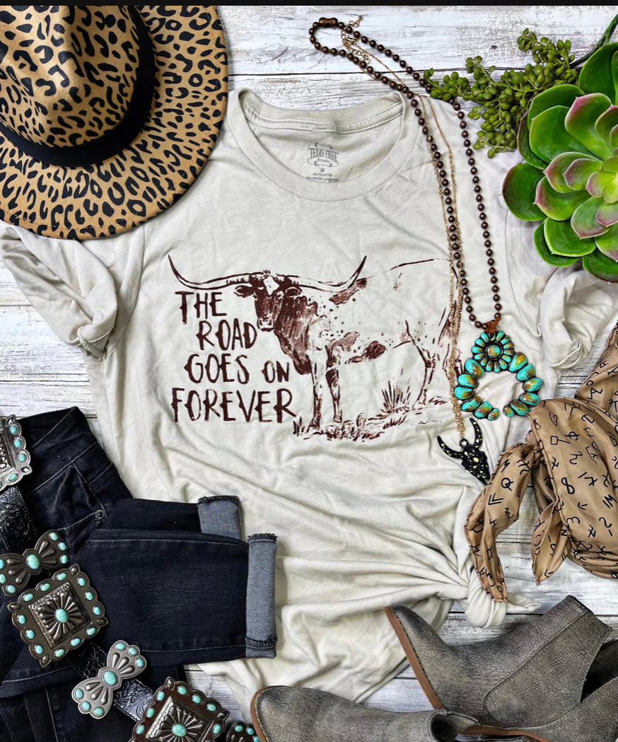 The Road Goes On Forever Tee - Forever Western Boutique