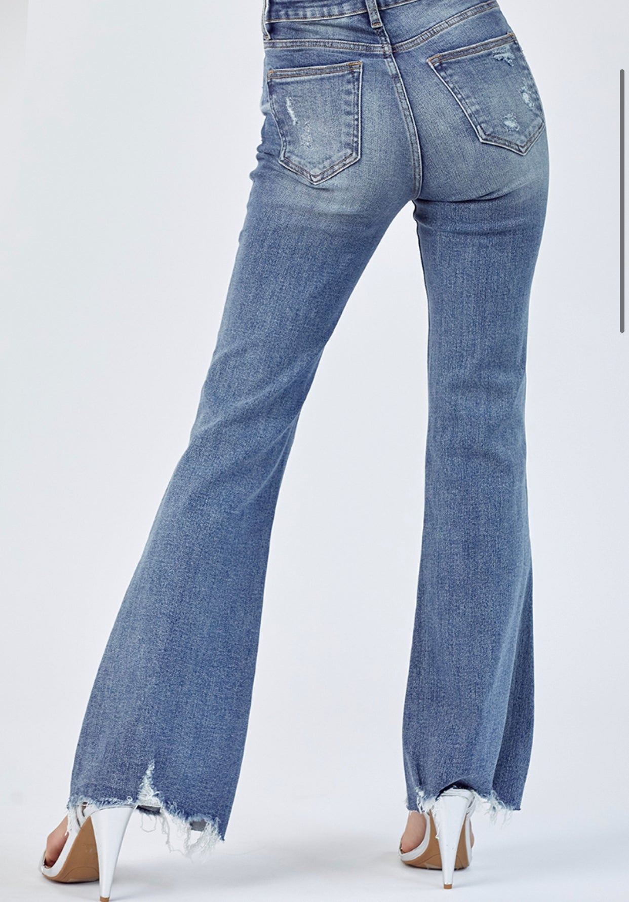 Mid Rise Raw Hem Flare Jeans by Risen - Forever Western Boutique